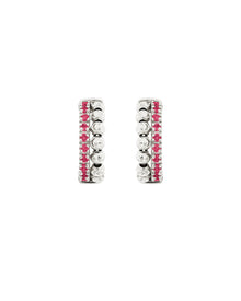 Moon Eden Hoop Earrings in 18kt White Gold and Rubies