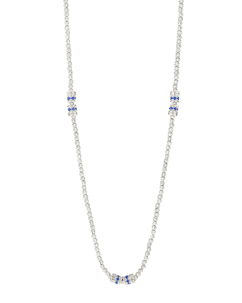 Moon 3 Elements Necklace in 18kt White Gold and Sapphires