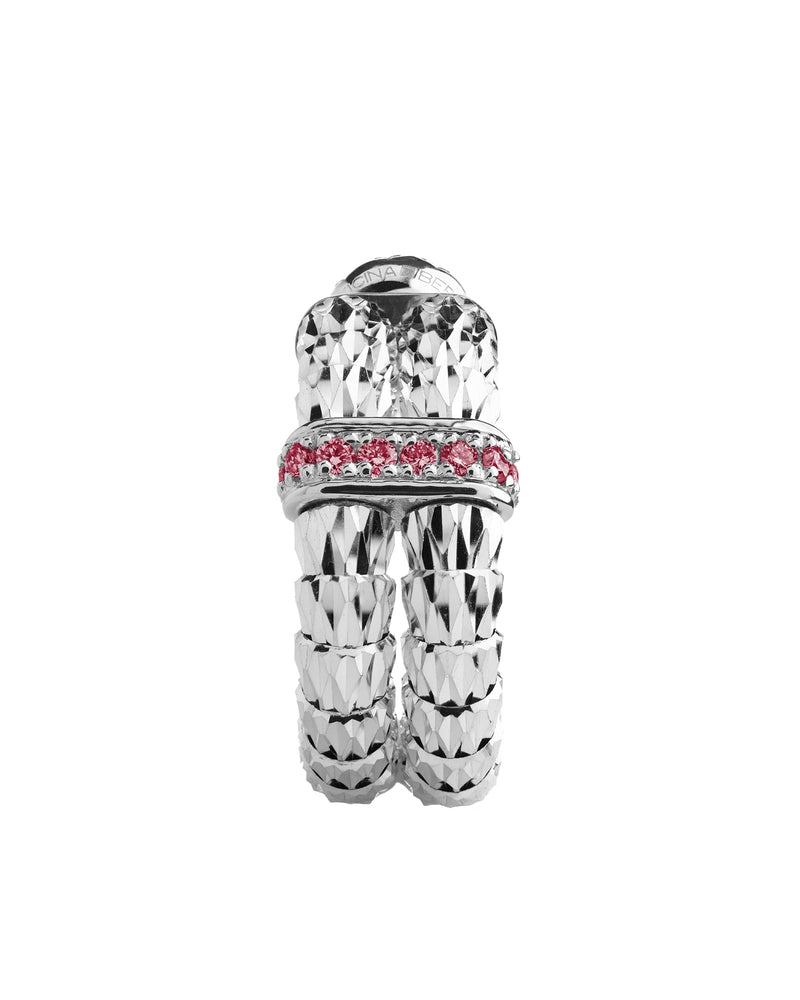 Ophidia 2 row earrings in 18kt white gold and rubies