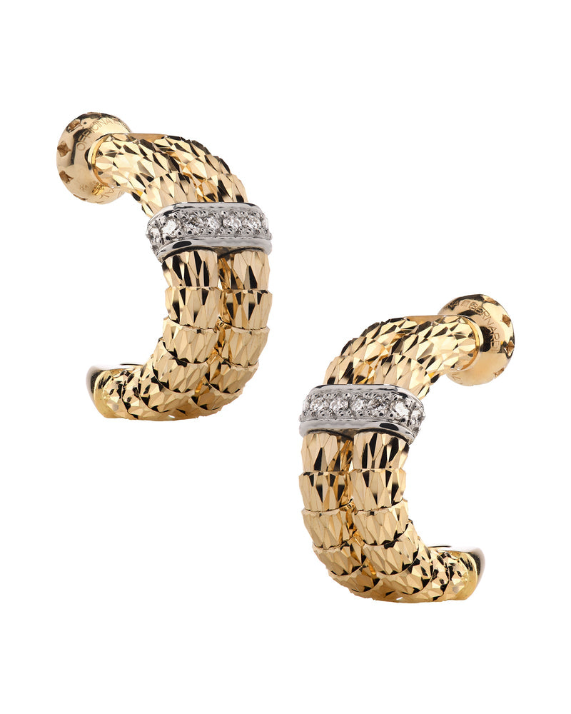 Ophidia 2 row Hoop Earrings in 18kt Gold and Diamonds