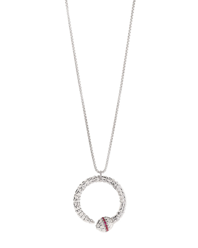 Ophidia Pendant Necklace in 18kt White Gold and Rubies