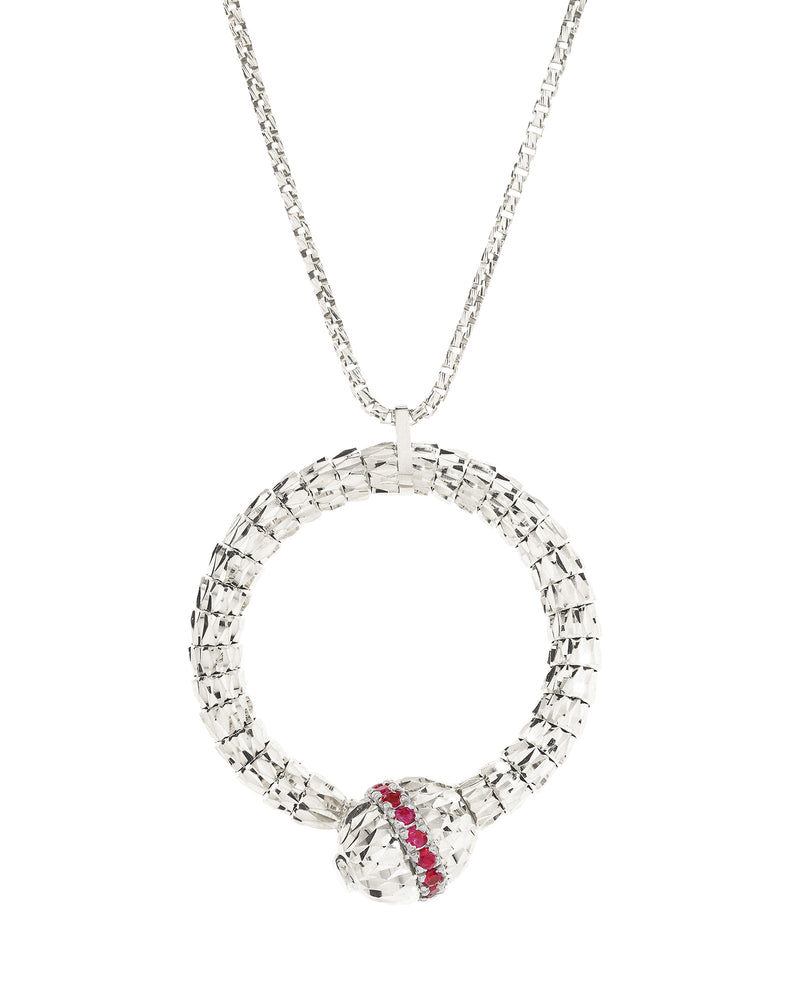 Ophidia Pendant Necklace in 18kt White Gold and Rubies
