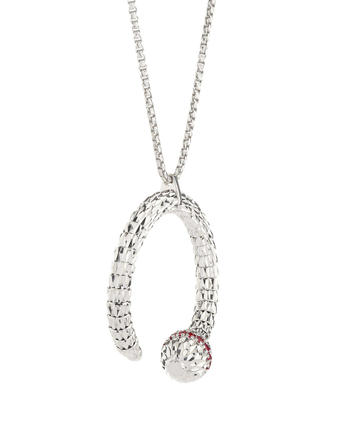 Ophidia Pendant Necklace in 18kt White Gold and Rubies
