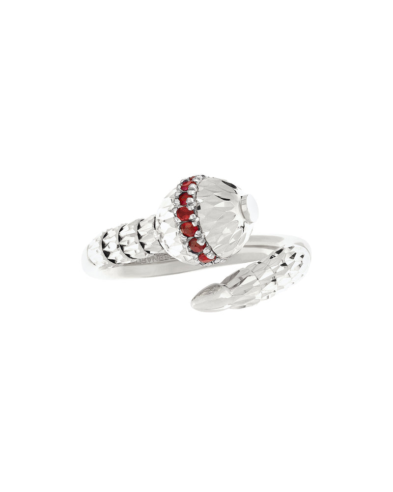 Ophidia Ring in 18kt White Gold and Rubies