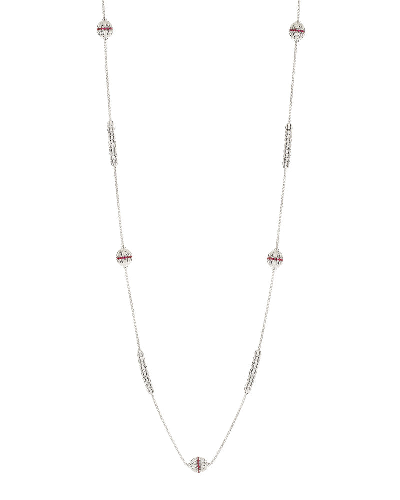 Ophidia Station Necklace in 18kt White Gold and Rubies