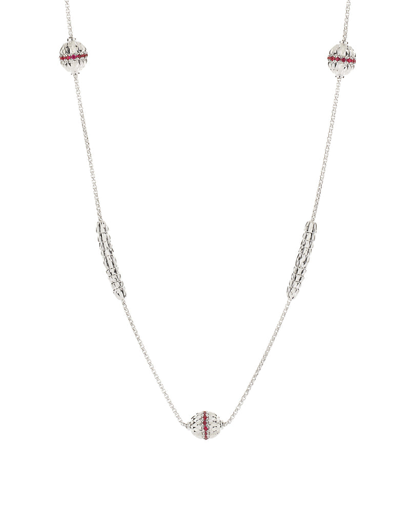 Ophidia Station Necklace in 18kt White Gold and Rubies