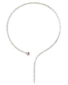 Ophidia Y Necklace in 18kt White Gold and Rubies