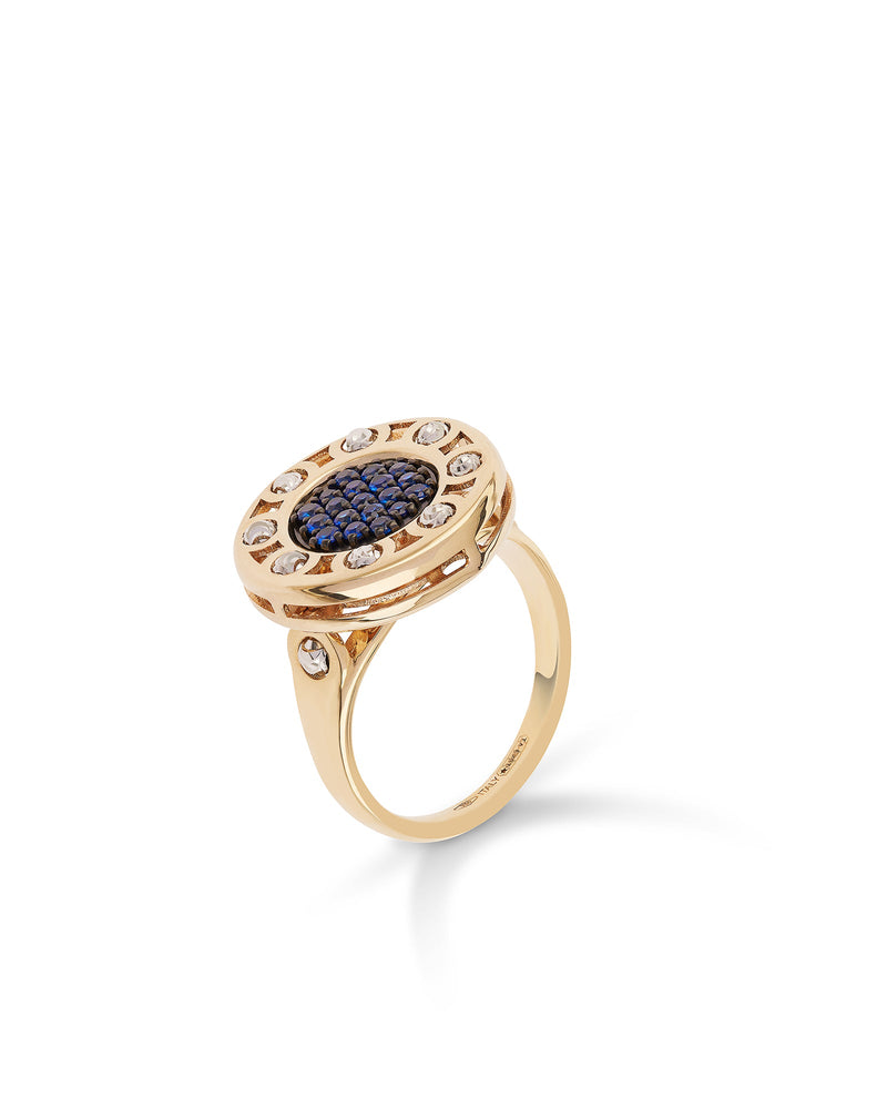 Senzatempo Small Ring in 18kt Gold and Sapphires